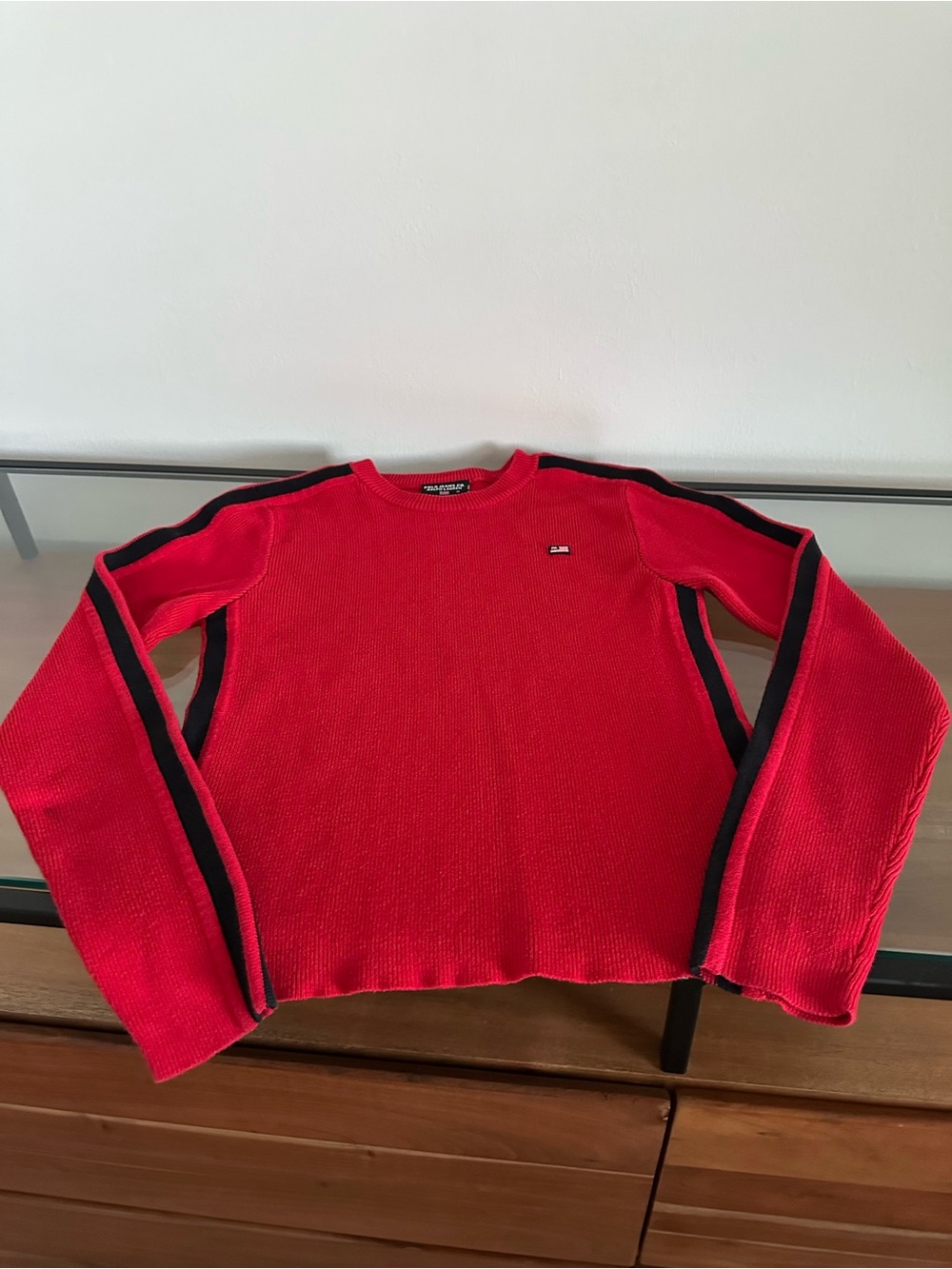 Vintage Y2K Polo by Ralph Lauren Red Knit Sweater RL Flag Size M